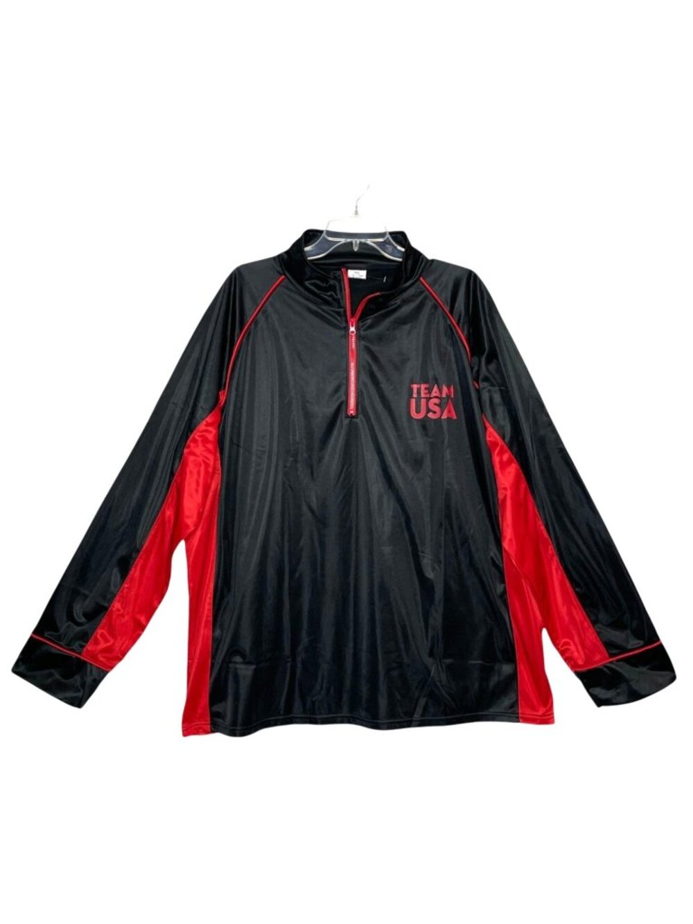 Men's Pullover Vintage Starlight 1/4 Zip Team USA Black Red Long Sleeve Size 3XL